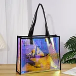 Pvc Transparent Handbag Laser Waterproof Gel Bag - Black