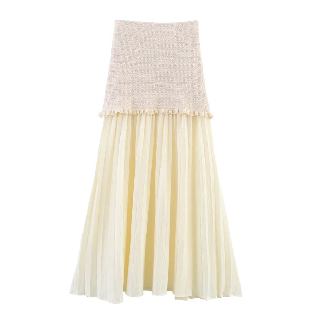 Tank top Skirt Knitted Cardigan Three piece Set Beige Skirt - Shop at LoveMi