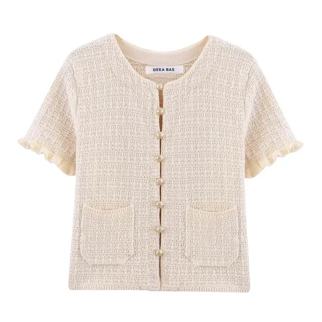 Tank top Skirt Knitted Cardigan Three piece Set Beige Top - Shop at LoveMi