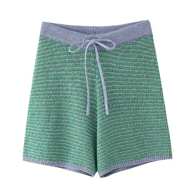 Loose Knitted Top High Waist Knit Shorts Suit Green Shorts - Shop at LoveMi