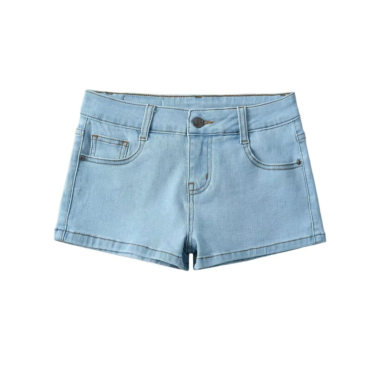 Low Waist Denim Shorts Skinny Stretchy Slimming - Light Blue