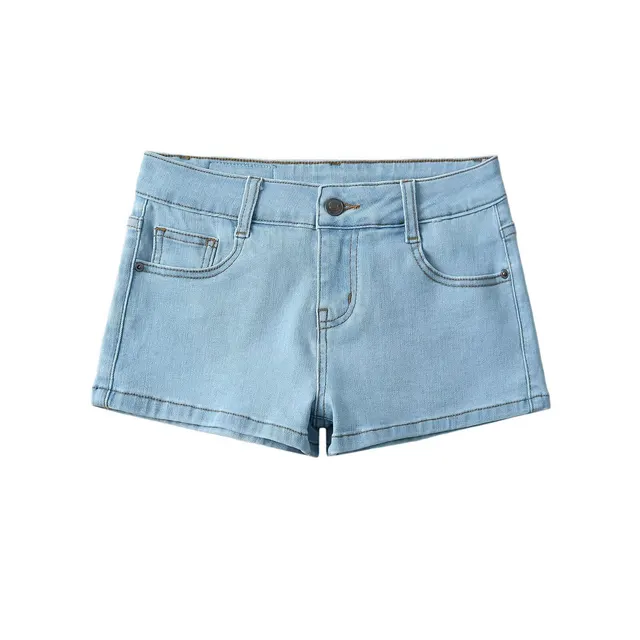 Low Waist Denim Shorts Skinny Stretchy Slimming Light Blue - Shop at LoveMi