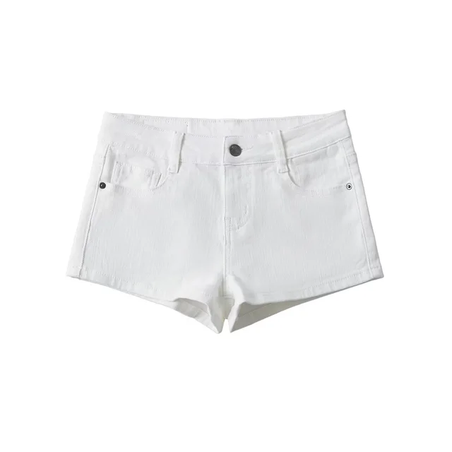Low Waist Denim Shorts Skinny Stretchy Slimming White - Shop at LoveMi