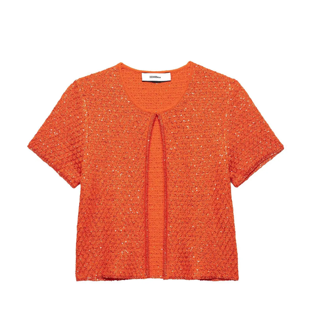 Versatile Casual Fashion Loose Beads Decoration Knitted Top - Orange Red