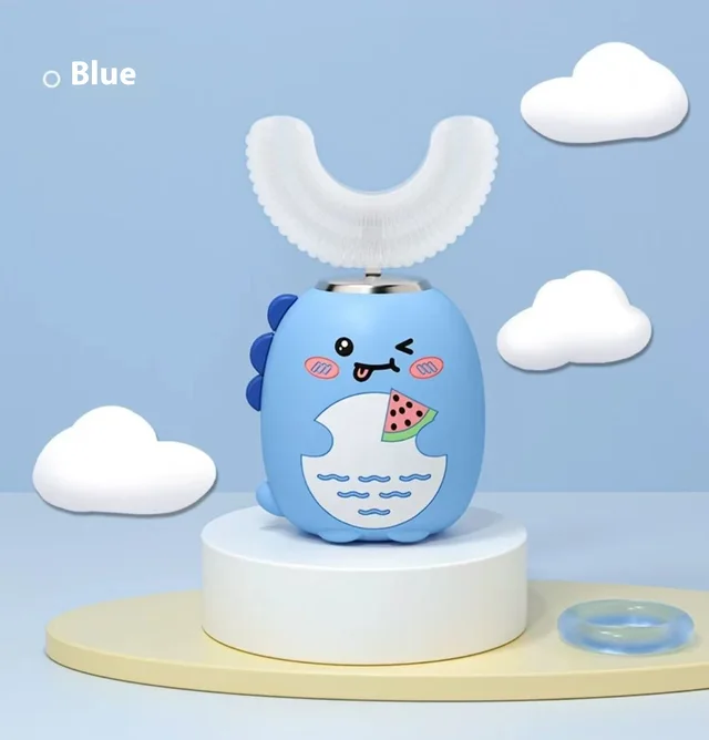 Ultrasonic Children's Integrated U shaped Electric Toothbrush Rechargeable Blue - Shop at LoveMi