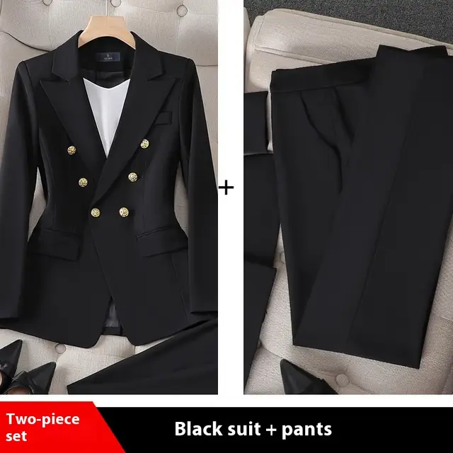 Women's Fashion High end Temperament Formal Suit Black Coat Pants Set - Shop at LoveMi