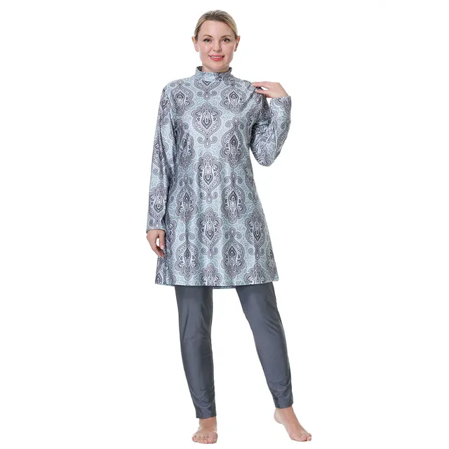 Super Loose Plus Size Fat Women Conservative Swimwear Gray Grey - Shop at LoveMi