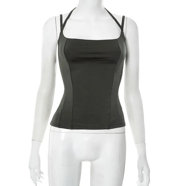 Slim fit Strapless Double rope Ripped Vest Top For Women Green - Shop at LoveMi