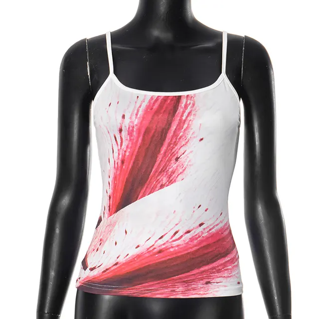 European And American Contrast Color Vest Sexy Print Camisole Women's Top White - Shop at LoveMi