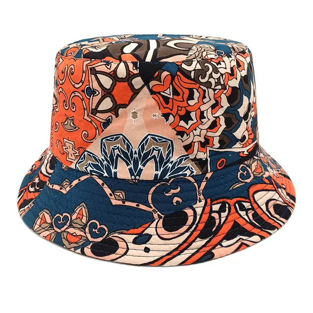 Geometric Bucket Hat Color Matching Printing Double sided Wear Bucket Hat 1Color - Shop at LoveMi