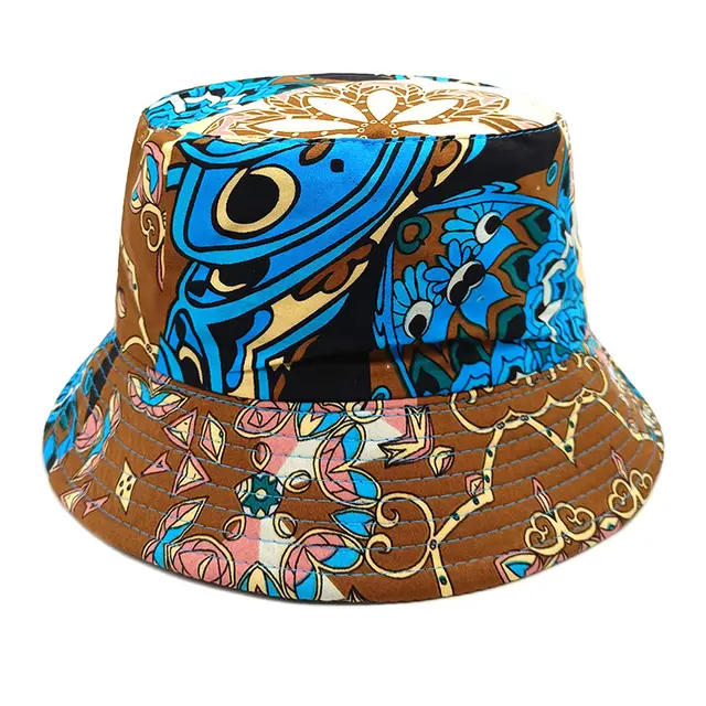 Geometric Bucket Hat Color Matching Printing Double sided Wear Bucket Hat 4Color - Shop at LoveMi