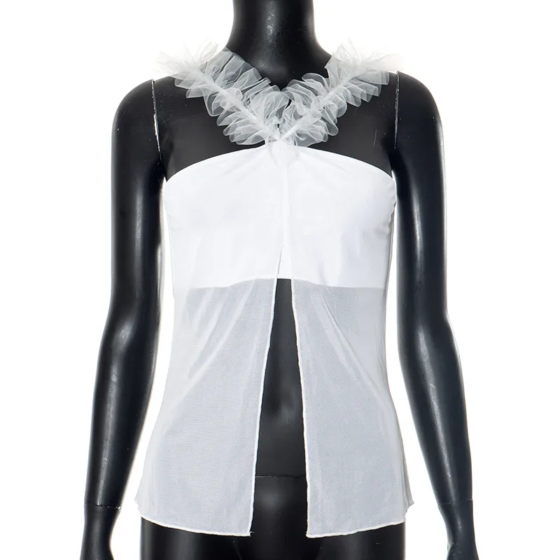 European And American Pure Color Split Sexy Off the shoulder T shirt Top White - Shop at LoveMi