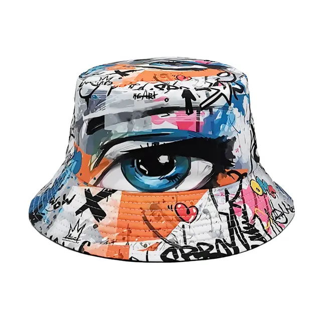 Personalized Outdoor Beach Traveling cap Sun proof Basin Hat White Eyes - Shop at LoveMi