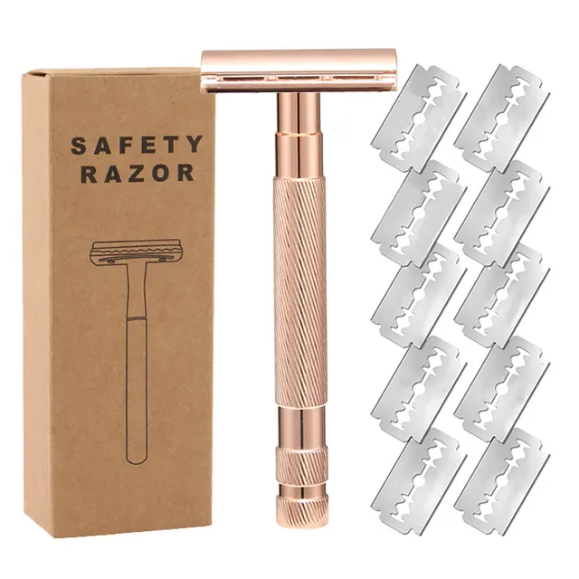 Old Style Manual Double sided Shaver Handle Diagonal Rose Gold - Shop at LoveMi