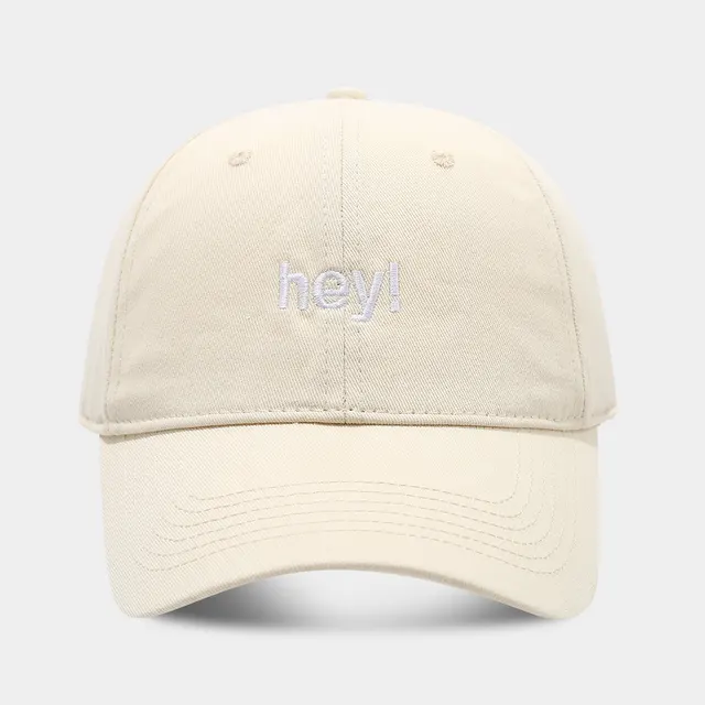 Creative Letters Hey Embroidery Soft Top Peak Cap Beige - Shop at LoveMi