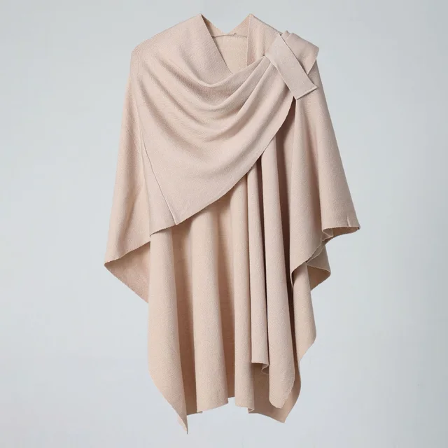 Solid Color Simple Side Strap Shawl Knitted Shoulder Strap Apricot Pink - Shop at LoveMi