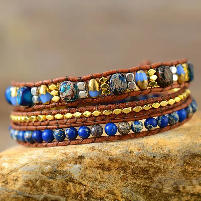 Circles Purple Emperor Natural Stone Creative Beaded Hand Weaving Bracelet Vermeer - Shop at LoveMi