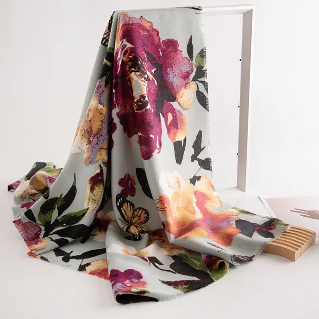 Artificial Cashmere Scarf Female Plant Print Fashion Commuter Butterfly Print - Shop at LoveMi