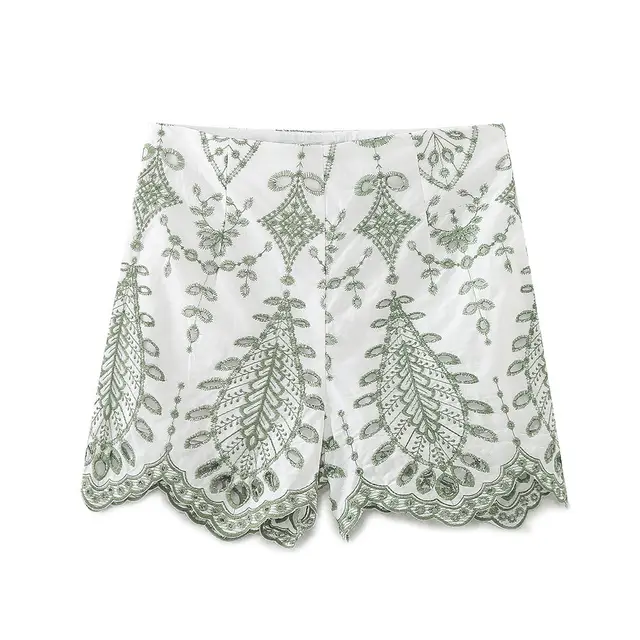 Spring Vacation Style Embroidered Short Top Shorts Suit Shorts - Shop at LoveMi