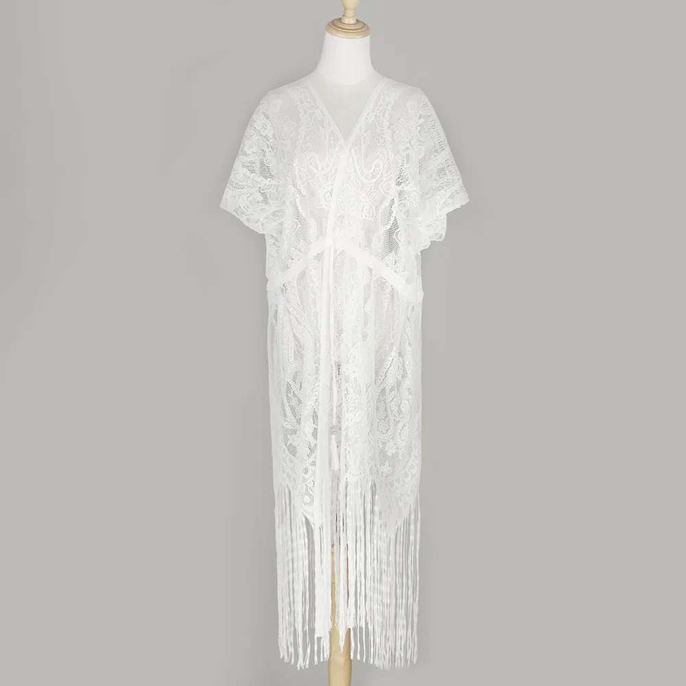 Self tie Lace Cashew Sunscreen Shawl For Women White - Shop at LoveMi
