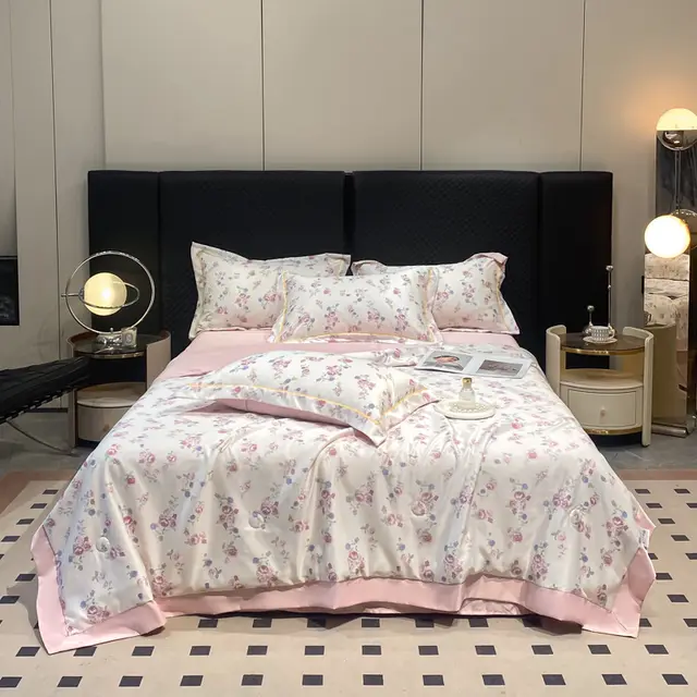 Cool Washed Ice Silk Summer Blanket Four piece Set Florescence - Shop at LoveMi