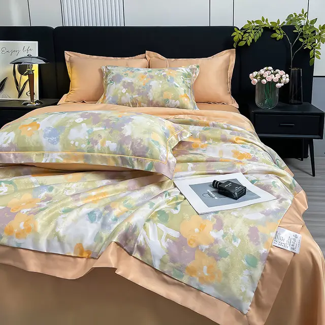 Cool Washed Ice Silk Summer Blanket Four piece Set Murray Garden - Shop at LoveMi