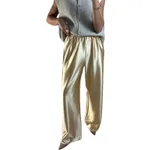 Thin Exercise Casual Baggy Straight Trousers Wide Leg Trousers - Gold