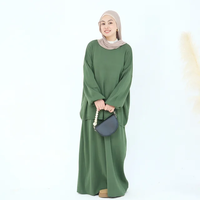 Autumn And Winter Thickening Knitting Suit Solid Color Multi color Two piece Set Army Green - Shop at LoveMi
