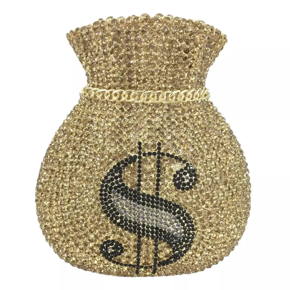 Trade Hollow Metal Purse Full Diamond Clutch Gold - Shop at LoveMi