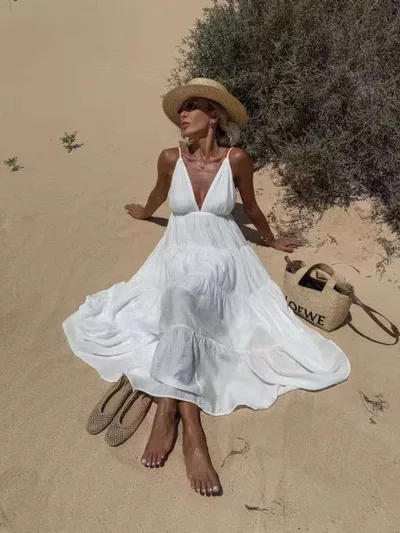 European And American Summer Sexy Fashion Suspenders Stitching Dress Women White - Shop at LoveMi