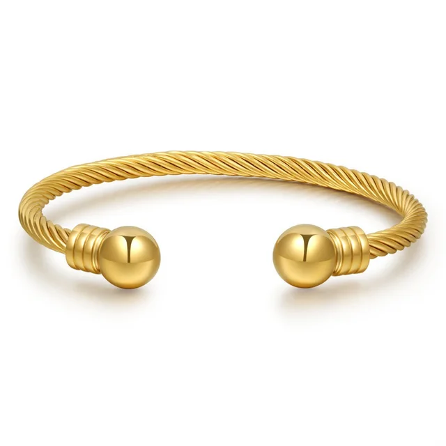 Wire Rope Round Beads Head Open ended Bracelet Gold - Shop at LoveMi