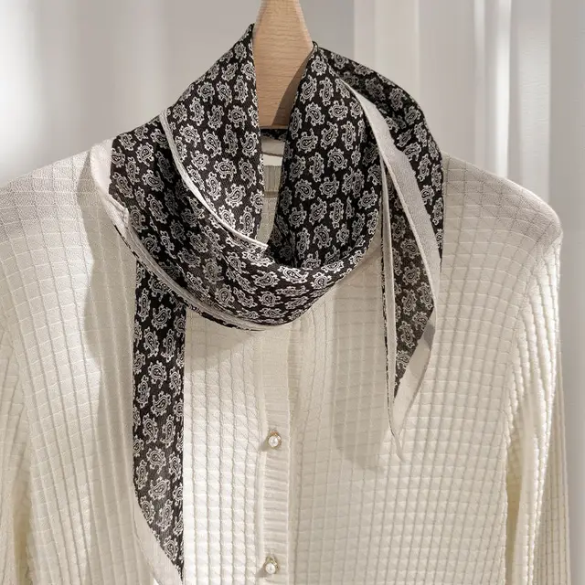 Mulberry Silk Light Skin friendly Fashion Women's Elegant Decorative Silk Scarf Diamond Neckerchief - Shop at LoveMi