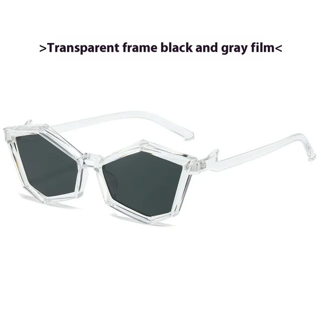 Polygon Rhombus Fashion Glasses Transparent Frame Gray - Shop at LoveMi