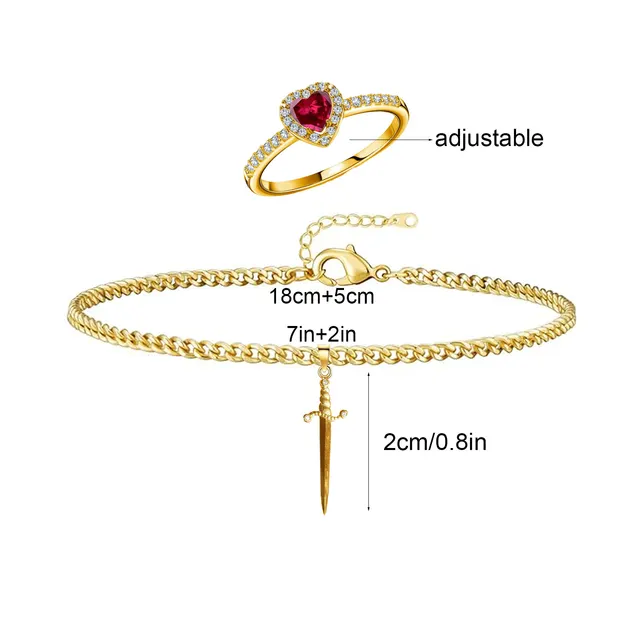 Stainless Steel Dagger Bracelet Couple Suit Gold Ring Gold Bracelet - Shop at LoveMi