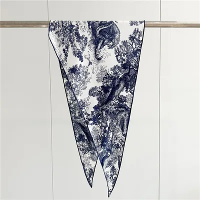 Twill Silk Scarf Women's Light Luxury Blue - Shop at LoveMi