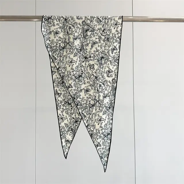 Twill Silk Scarf Women's Light Luxury Diamond Butterfly Floral - Shop at LoveMi