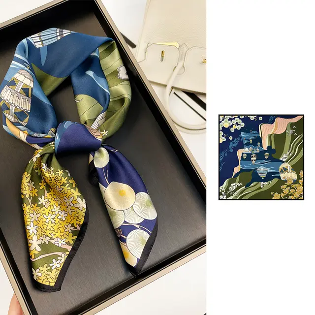 70CM Silk Handkerchief Luxurious Zs7008 Blue - Shop at LoveMi