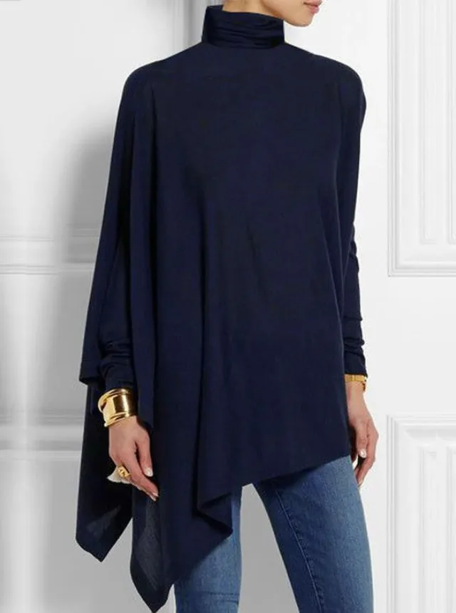 Women's Long Sleeve Turtleneck Irregular T shirt 3d Printing S94172119 - Shop at LoveMi