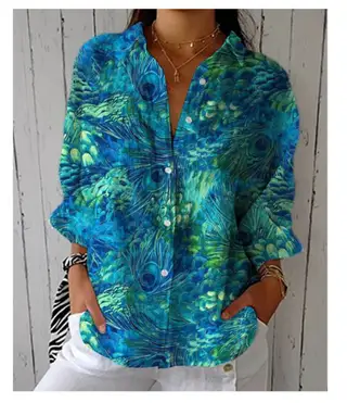Women's European And American Fashionable Floral Pattern Printed 3D Shirt - Style 07