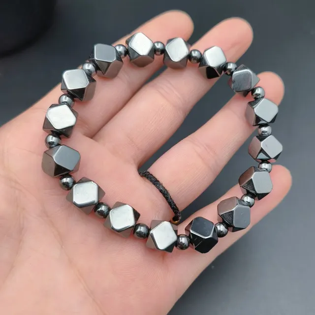 Hematite Bracelet Men's And Women's Bamboo Magnet Haematite Cut Octagonal - Shop at LoveMi