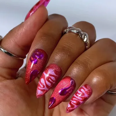 Wear Nail Finished Ice permeable Ins Style Fashion Nail Stickers Purplish Red Ripple - Shop at LoveMi
