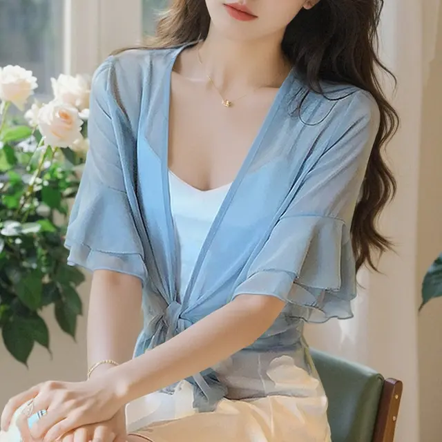 Sun Protection Clothing For Women Thin Coat Blue Single Piece Top - Shop at LoveMi