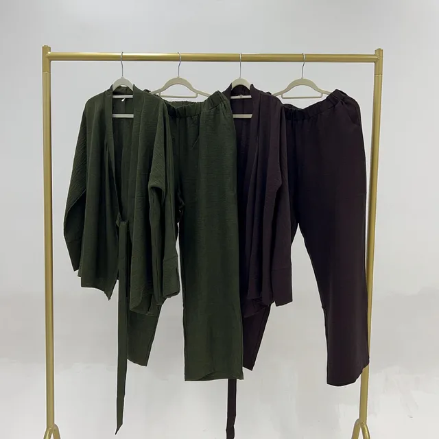 Lace up Top And Wide leg Pants Two piece Suit Brown - Shop at LoveMi