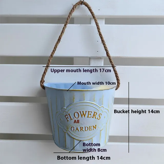 Retro Fashion And Personalized Iron Hanging Flowerpot Blue - Shop at LoveMi