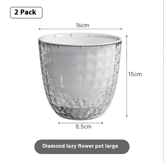 Fashion Transparent Plastic Lazy Flower Pot Large 2Pcs - Shop at LoveMi