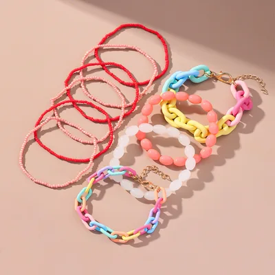 10 pack Elastic Beaded Acrylic Bracelet 10 Pack - Shop at LoveMi