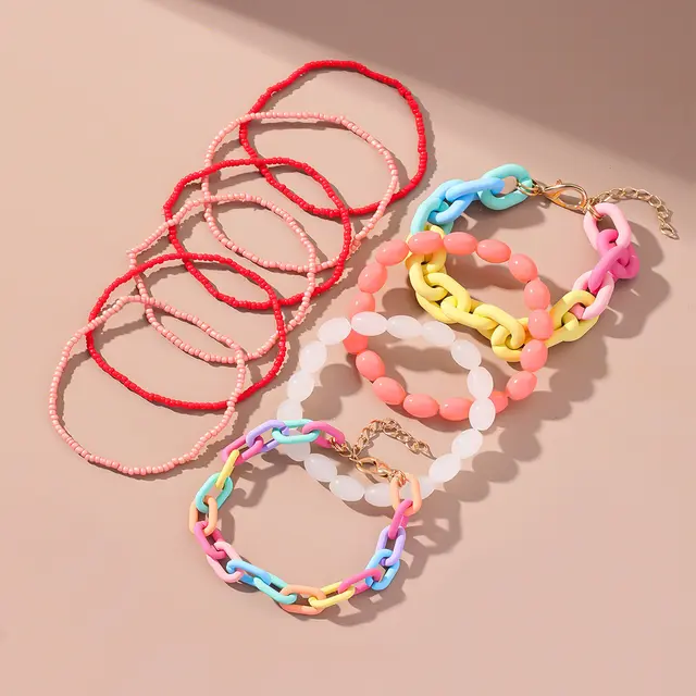 10 pack Elastic Beaded Acrylic Bracelet 10 Pack - Shop at LoveMi