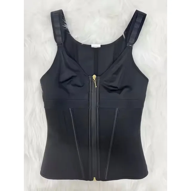 Mesh Belly Contracting And Waist Slimming Three Breasted Corset Black - Shop at LoveMi