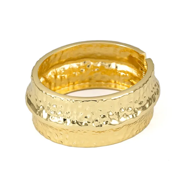 Hammered Irregular Design Wide Face Bracelet For Women Gold - Shop at LoveMi