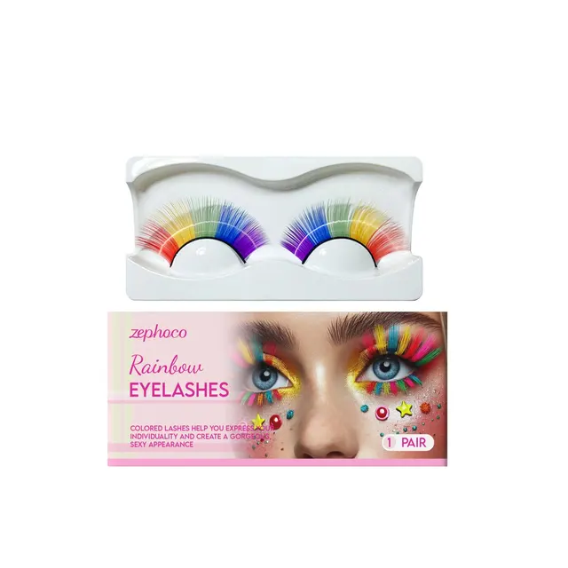 Rainbow Colored False Eyelashes 1Pair - Shop at LoveMi